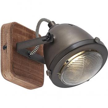 Foco 'Farovi' (Industrial) en Negro hecho de Madera e.o. para Salón & Comedor (1 luz, GU10) de Lindby