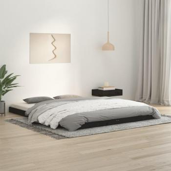 Estructura de Cama King 150x200 cm de Madera Maciza de Pino Negra
