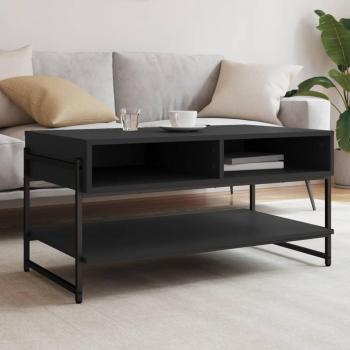 Mesa de salón negra 90x50x45 cm en madera contrachapada multicapa