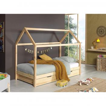 Cama Casa Vipack Dallas de Madera Maciza con Cajón Inferior y Somier, 90 x 200 cm