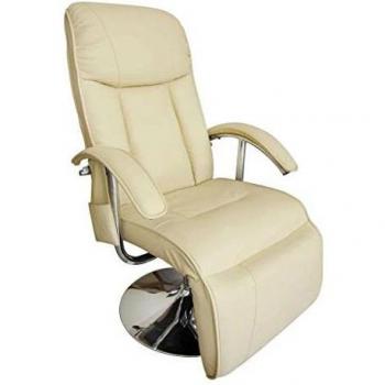 vidaXL Sillón de Masaje Eléctrico Reclinable TV Blanco Crema Silla Masajeadora
