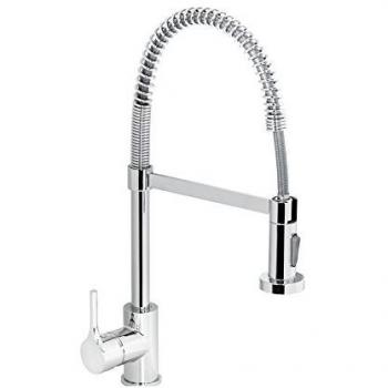 Grifo de cocina con caño alto y resorte, equipado con rociador de 2 chorros y conexión magnética, serie Denver