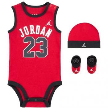 Conjunto Jordan 23 para Bebé (Camiseta Sin Mangas, Gorra y Zapatitos) 6/12 Meses Rojo