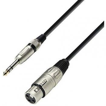 Cable de Audio Adam Hall XLR Hembra a JACK 6.3 Macho ST 1m Negro y Plata de Alta Calidad