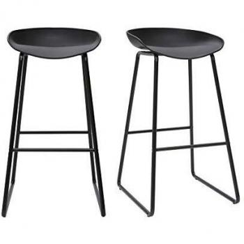 Taburetes de bar modernos negros con patas en metal (lote de 2) PEBBLE