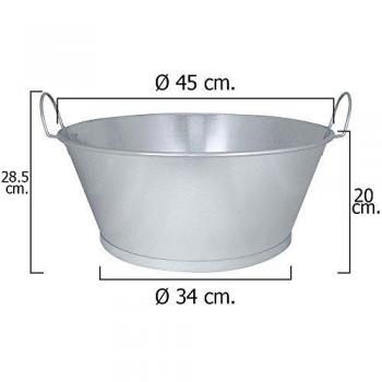 Imex El Zorro 10224 - Baño cubo galvanizado de 18, con dos asas, 45 x 20 cm, 22 Litros