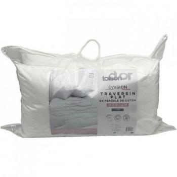 Almohada Toison D'or Blanco - Almohada con funda de algodón, relleno de fibra sintética hipoalergénica, diseño ergonómico para soporte cervical, lavable a máquina y disponible en diferentes tamaños