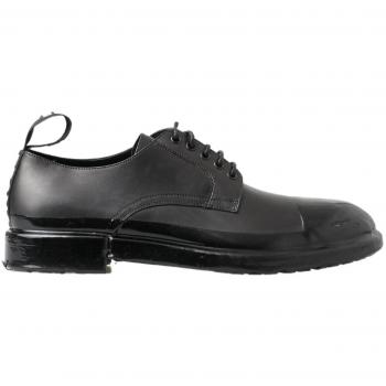 Dolce & Gabbana Black Leather Derby Dress Shoes - EU45/US12, Laced Shoes, male, Size: 12 US Elegant Derby Lace-up Shoes in Black