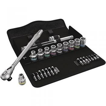Wera 05004078001 8100 SC 8 Zyklop Metal Ratchet Set with switch lever, 1/2 drive, metric, 28 pieces