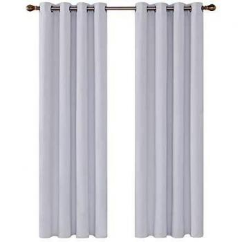 Deconovo Cortinas Opacas Telas Termicas Aislantes Frio Y Calor Anti Aislantes Ruido Luz para Salon y Dormitorio Moderno 2 Paneles 140 x 175 cm Gris Blanco