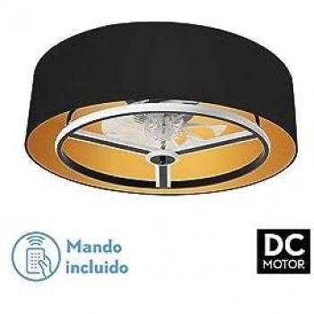 Ventilador de Techo DC FABRILAMP ANUSKA Negro/Oro 60W con 8 Aspas, LED Integrada, 6 Velocidades, Control Remoto, Memoria, Regulación de Intensidad y Tempor