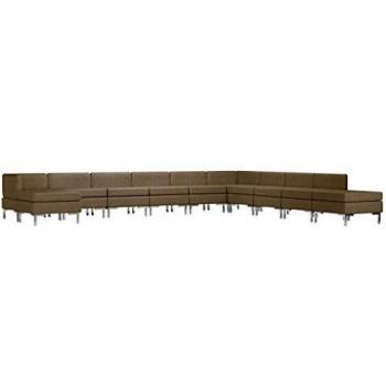 vidaXL Juego de Sofás 11 Piezas Cama Asientos Interior Sala de Estar Conjunto Oficina Longue Consola Chaise Dormitorio Recibidor Soporte Tela Marrón