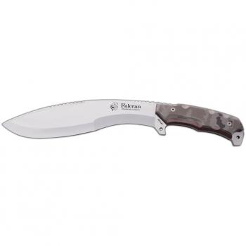 Cuchillo de Supervivencia FALCRAN J&V con Mango Micarta Camo Desierto Pixel Árido, Hoja de 27.5 cm y Funda de Cordura Incluida - Herramienta de Camping para