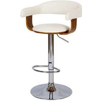 Silla de bar ajustable Rendez-Vous Déco 62/84 cm en cuero artificial blanco