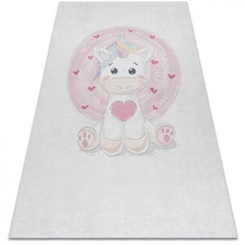 Alfombra lavable antideslizante para niños 1128 Unicornio - crema beige 120x170 cm