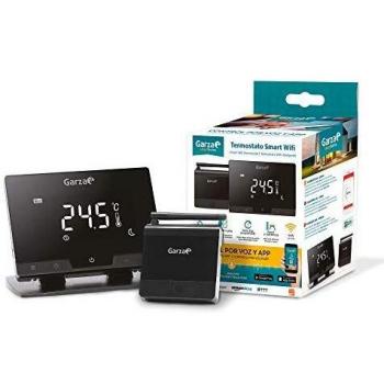 Garza ® Smarthome - Termostato inalambrico wifi Inteligente para caldera y calefacción, táctil y programable, portatil control remoto por App, control por voz compatible con Alexa y Google Home.