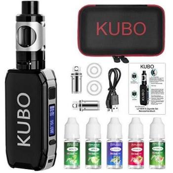 Cigarrillo electrónico Kit Cigarro electrónico y 5x10ml E líquido 100W Mod con 0,5 Ohm/ 3ml Atomizador 2200 mAh Batería Vape, Pantalla LED de vatio ajustable 0,0mg nicotina E Cigarette LZ100W - Negro