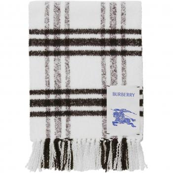 Burberry Men's and Women's Wool Check Scarf in White - Size: ONE SIZE - Unisex