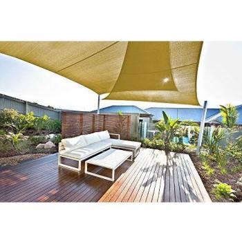 JOYARDS Toldo Vela de Sombra Rectangular 4x6 Metros Transpirable Color Arena | Se instala fácil en Fachada Exterior, Terraza, Jardín, Pérgola, Patio o Balcón | Toldo completo: Manual y Cuerdas 1,5m x4