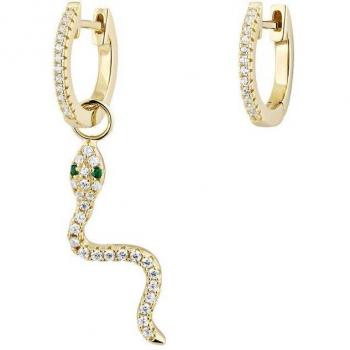 Pendientes Ear Candy Pitón Plata de Ley 925 con baño de oro 18k y circonitas blancas