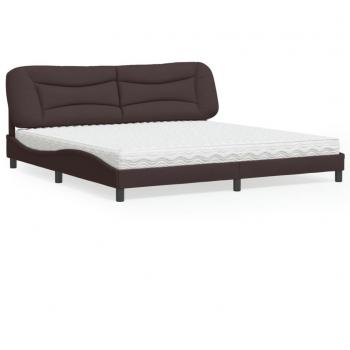 Cama con colchón marrón oscuro 200x200 cm en tela Vidaxl