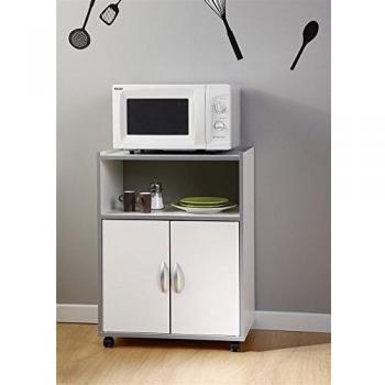 Aparador de cocina blanco y gris con ruedas 60 x 40 x 80.7 cm