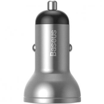Baseus Cargador de Coche con Dual USB Digital Display - 4.8A - Plateado