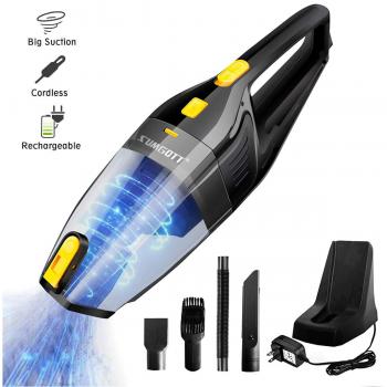 SUMGOTT Aspiradora de Mano Sin Cable Aspirador Seco 7KPa Cyclonic, Batería de Litio Recargable, Accesorios Múltiples,Aspirador Mano Inalámbrico portátil para Hogar, Coche, Oficina