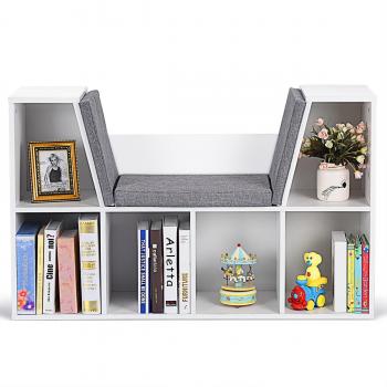 Estantería para Libros con Asiento Biblioteca Mueble Infantil Costway 102,5 x 30 x 63,5 cm