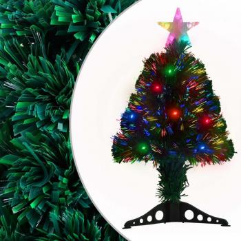 Árbol de Navidad artificial con soporte y luces LED de fibra óptica 64 cm