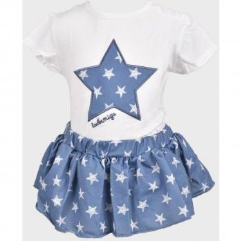 Conjunto de bebé niña La Ormiga con falda y manga corta en color azul