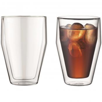 Set de 2 Copas de Vidrio BODUM TITLIS 350ml Pared Doble Resistente al Calor Aislante para Calor y Frío, Apto para Microondas y Horno