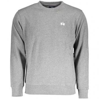 La Martina Men's Gray Cotton Sweatshirt - Size S, Logo Embroidered, Round Neck