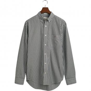 Camisa de Rayas Gant Classic Poplin Regular Fit para Hombre, Manga Larga, Algodón, Casual, Color Negro (XL)