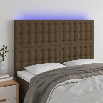 Cabecero LED Marrón Oscuro 144x5x11/128 cm Tela con luces LED