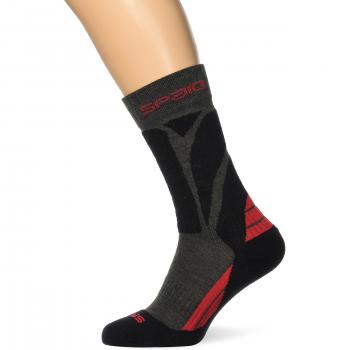 Spaio Calcetines Unisex Trekking Merino, negro/rojo, 41-43