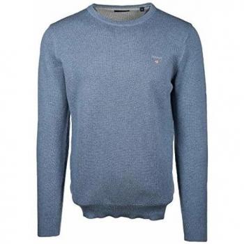 Gant Algodón Piqué Equipo-Cuello Jersey De Los Hombres, Denim Azul Jaspeado Grande