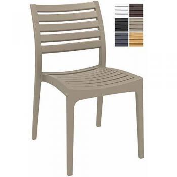 Silla de Jardín Ares - Plástico Apilable, Carga Máxima 160 kg, Color Barro