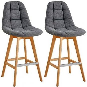 Taburete de bar escandinavo gris con patas de haya (pack de 2)