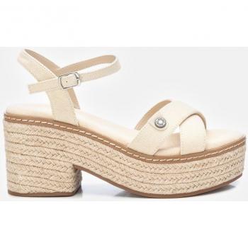 Sandalia de mujer Refresh 171932 beige con tacón de 7cm y hebilla