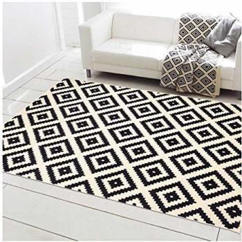 Alfombra moderna 235x320 cm - ORMA Negra - Polipropileno - Patrón escandinavo