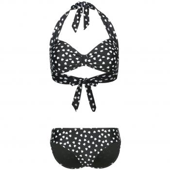 Pussy Deluxe Lovely Heart Bikini Biquini negro-blanco XXL