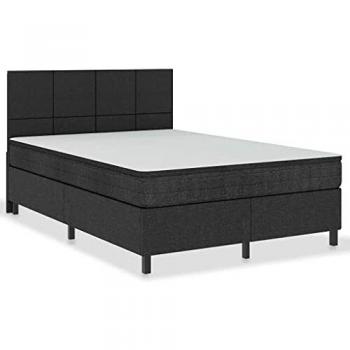 Cama box spring de muelles en tela gris oscuro 140x200 cm Vidaxl