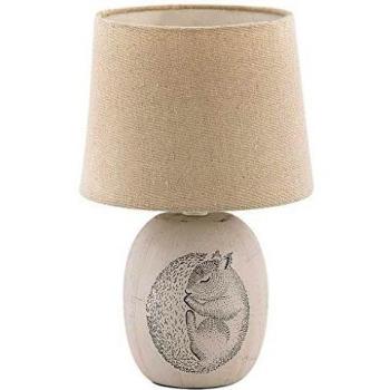 Lámpara de Mesa de Cerámica Marrón E14 con Pantalla de Tela Estilo Vintage/Romántico Dorka Rabalux
