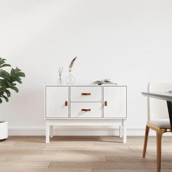 Aparador de madera maciza de pino blanco 110x40x78 cm, mueble de almacenaje para salón, buffet, armario auxiliar y armario de almacenamiento