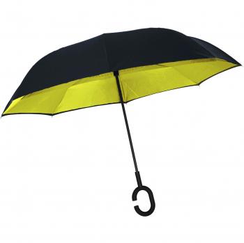 Paraguas invertido Plegable ADVERS Inverso Reverso Doble Capa Innovador Compacto Mango Forma C Resistente Tira Funda Viento Antiviento Negro Impermeable Coche Regalo Mujer Hombre Grande
