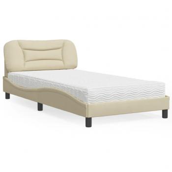 Cama con colchón de tela color crema 100x200 cm
