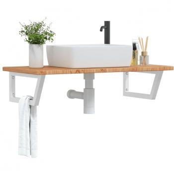 Estante de lavabo de pared de acero y madera maciza de roble Vidaxl 143981