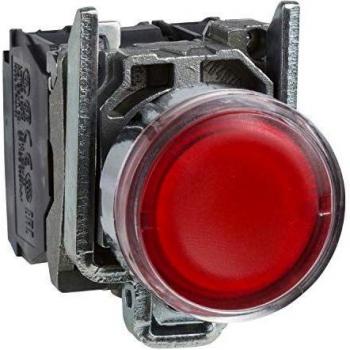 Schneider Electric Harmony XB4BW34B5 Red Illuminated Push Button Switch, Metal, Spring Return, 1NO + 1NC, 24V AC/DC, 22mm Mount, Flush Operator Profile