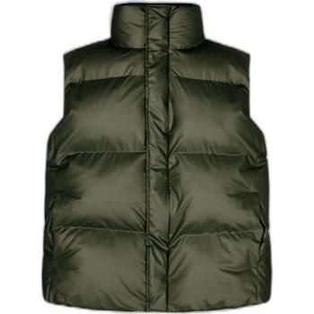 Rains Unisex Sleeveless Boxy Down Jacket - Green, Size S